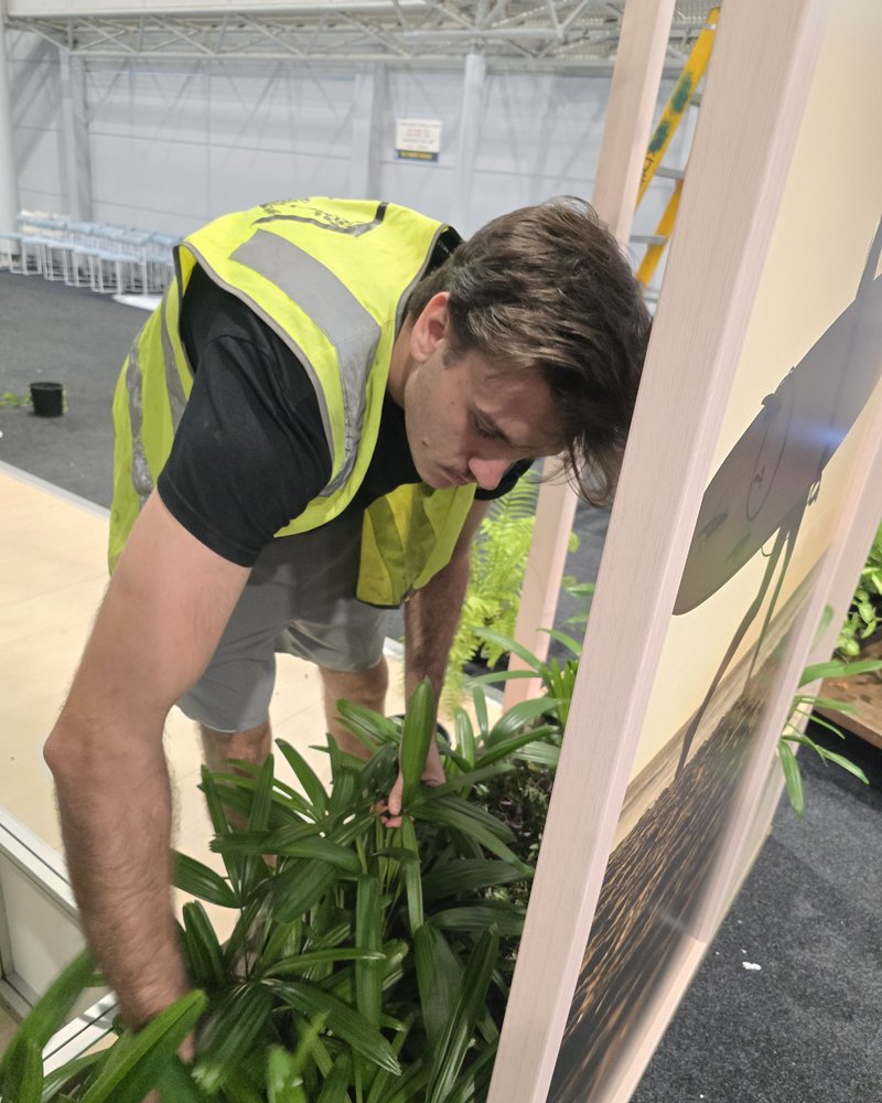 On-site crew tending plants